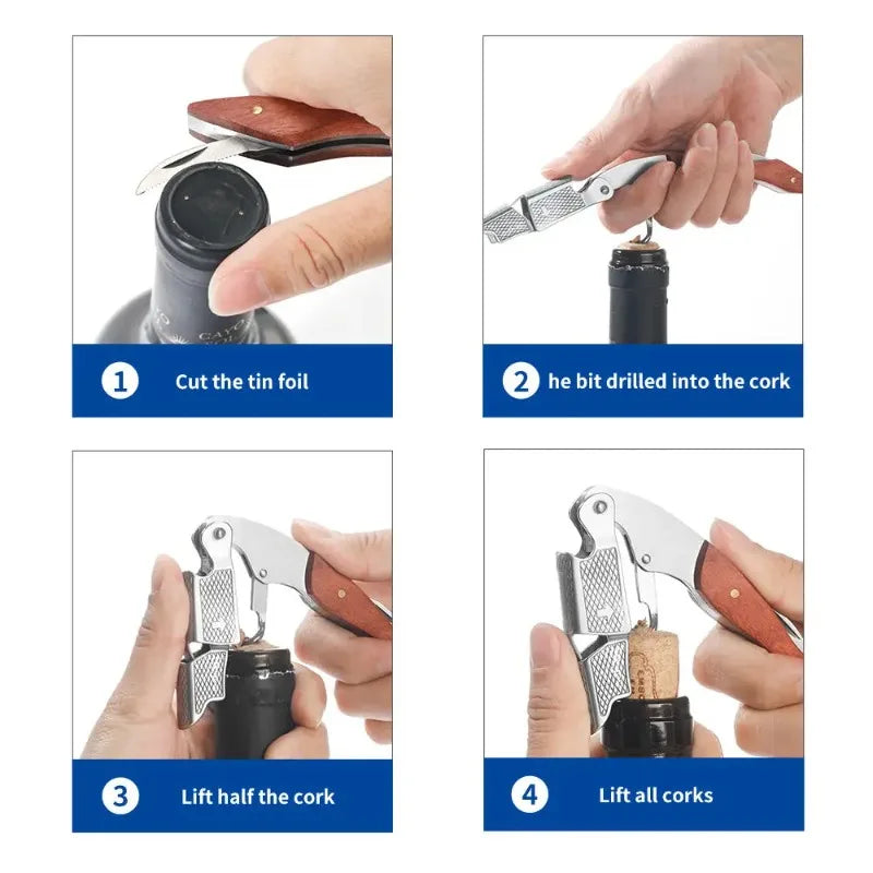 Professional Wine Opener Corkscrew Wood Handle Portable Multifunction Beer Cap Bottle Opener Kitchen Bar Tool High Quality