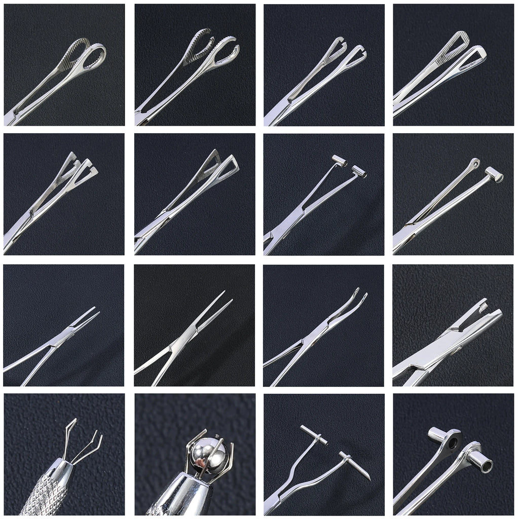 ZS 1PC Stainless Steel Piercing Clamp Slotted Locking Forcep Opening Piercing Plier Tool for Ear Lip Belly Navel Tongue Piercing