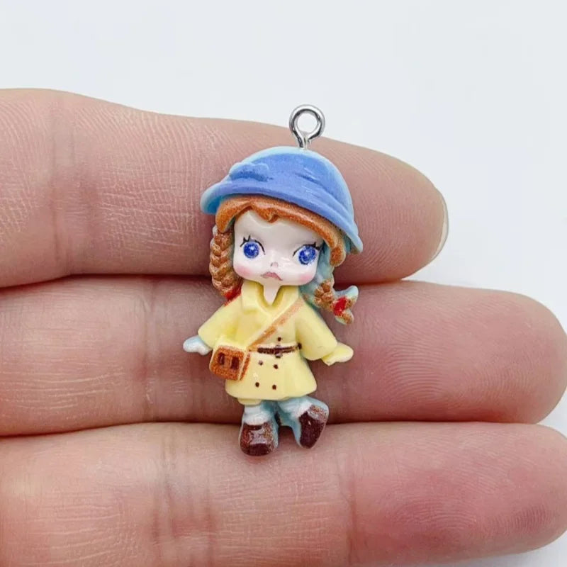 10pcs resin enamel cartoon character charm pendant suitable  DIY earrings and keychain accessories