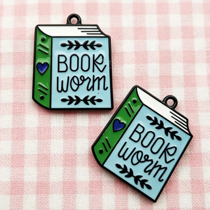10pcs English Letter Love Book Pendant Drip Oil Alloy Jewelry Accessories Necklace Keychain Pendant DIY Handmade
