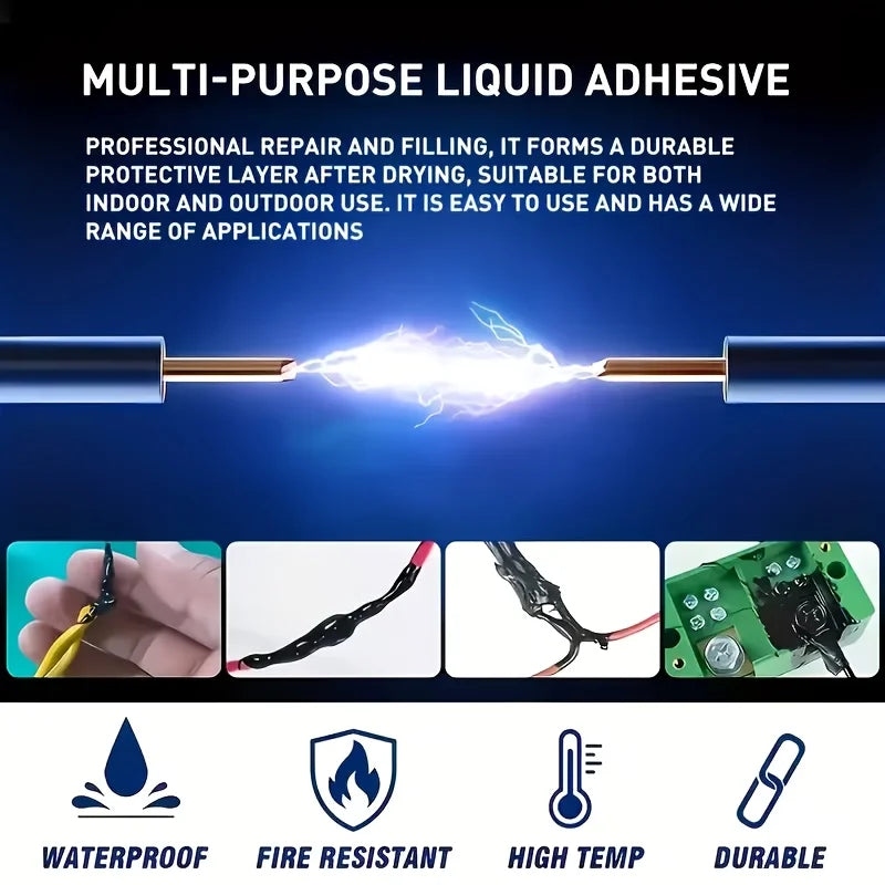 15-300mL Liquid Electrical Tape Insulation Waterproof Repair Fix Line Glue Wires Cables Home House Coat Seal Protect Connector