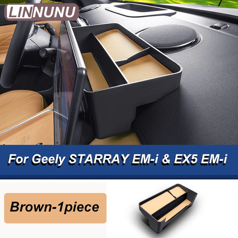 LINNUNU Car Storage Box Behind Dashboard Screen For Geely STARRAY EM-i EX5 EM-i 2026 Galaxy Starship 7 Tray Interior Accessories