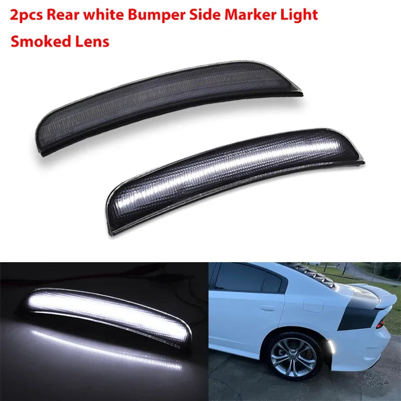 iJDM For Dodge Charger Front/Rear Bumper Side Marker Light Turn Signal Lights/Driving Lights Replace OEM Sidemarker Lamps 15-22