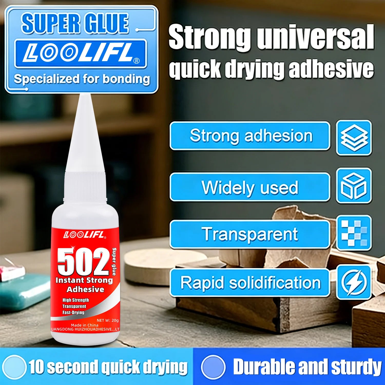 5-10pcs 502 Super Glue Instant Quick-drying Cyanoacrylate Adhesive Leather Rubber Glass Wood Metal Strong Bond Liquid Glue Tool