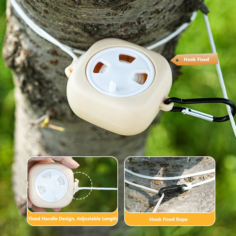 32ft Retractable Portable Clothesline with 10 Buckles, Multifunctional Clothes Line for Travel Camping Outdoor Use
