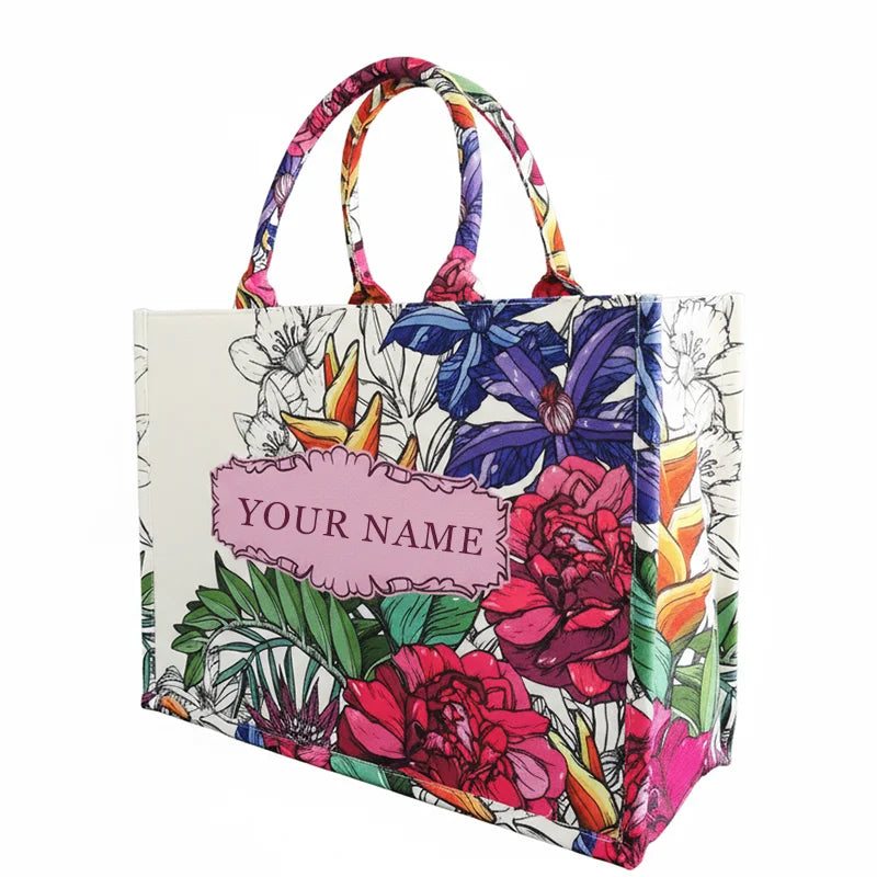2026 New Personalized Custom Women's Tote Bag, Canvas Printed Handbag, Large Capacity Beach Bag