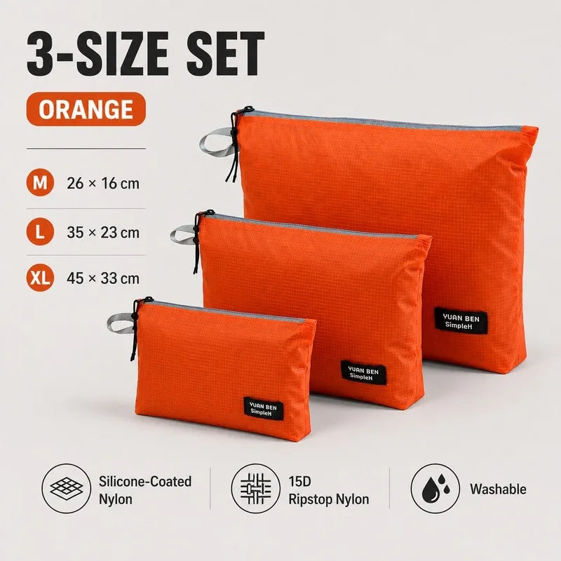 Ultralight Waterproof Travel Storage Bag Silicone Coated Nylon Organizer Pouch Clip On Camping Hiking Backpack Gear Packing Bag