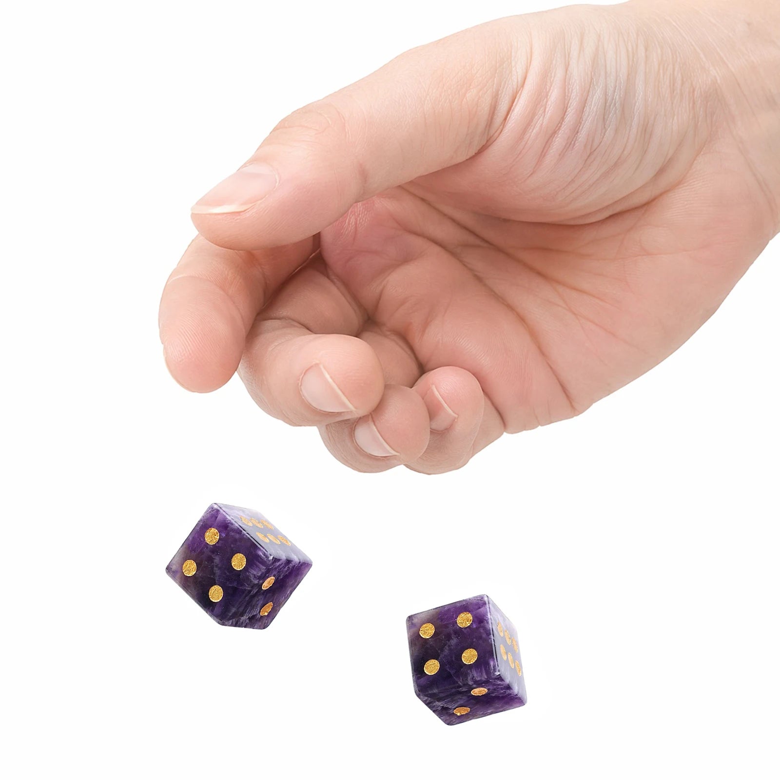 2PCS 6-Sided Mahjong Dice Polished Energy Stones Crystal D6 Mahjong Dices for Casino Games Craps DIY Crafts Spiritual Decor