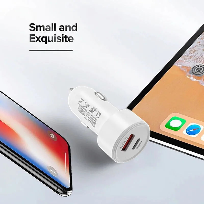 Type C Fast Car Charger 48W PD30W QC3.0 Dual USB Port Auto Adapter With Fire Retardant Shell For Smart Electronics For iPhone 17