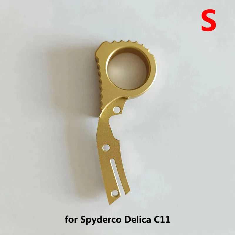 CNC Custom Golden Color Aluminum Knife Signet Finger Ring For Spyderco Endura C10 Delica C11 Matriarch C12 Knives DIY Make Part
