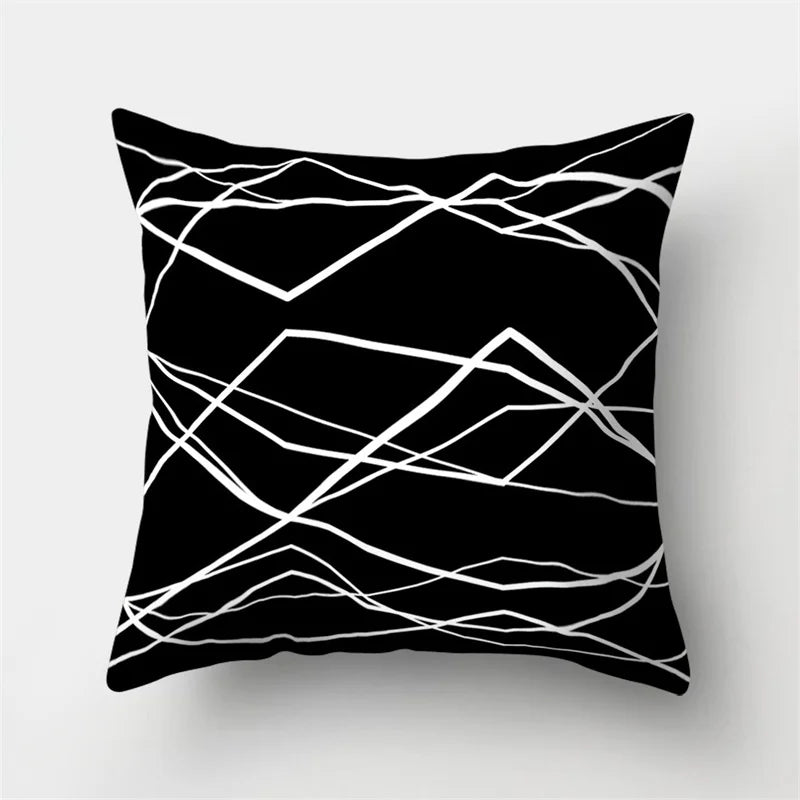 Black And White Geometric Portrait Double-sided Printed pillow cover Short plush Suitable living rooms sofas throw cushion cover