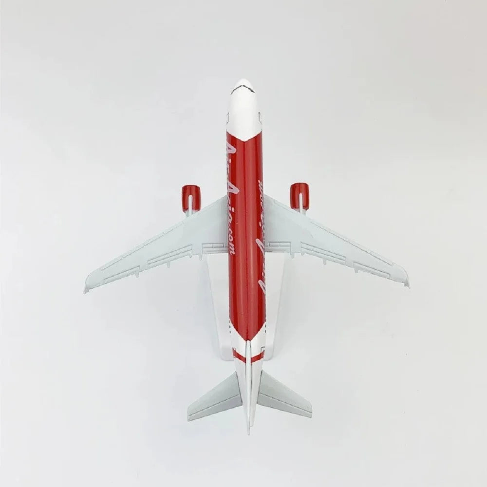 20CM Alloy Metal Airplanes A320 Red Air Asia Airways Plane Model 1:400 Scale Airbus Replica Model Ornament with Landing Gear