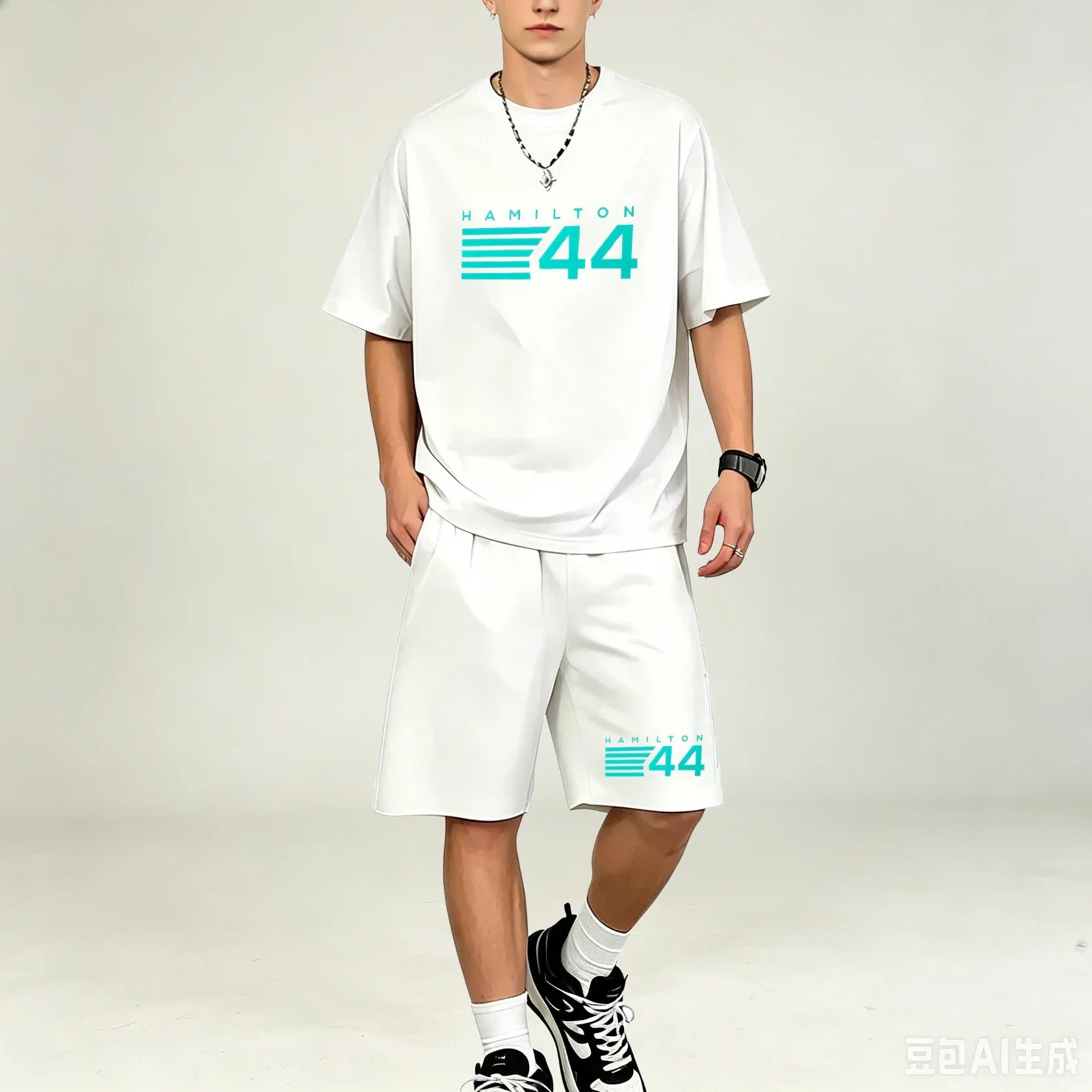Hot‑selling Elastic‑Fabric Men T‑Shirt Set O‑Neck Short‑sleeve Tee And Casual Pocket‑Shorts Sets  TShirts Sets Athleisure Outfit