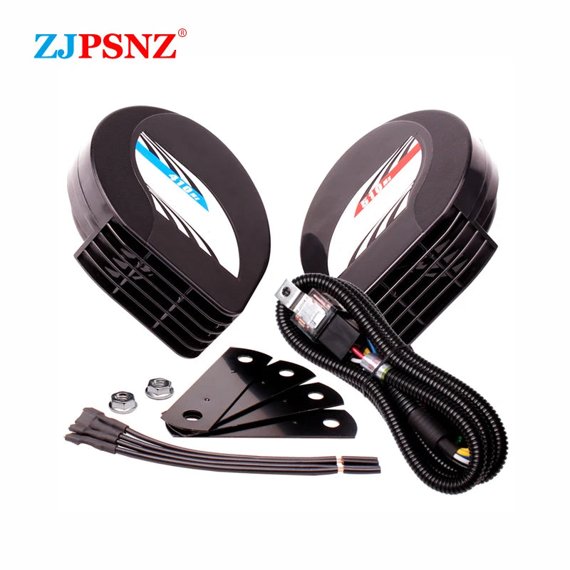 12V Compact Waterproof Car Horn Super Loud Dual Tone Electric Snail Horn Kit For Auto Motorcycle Truck Boat Vehicles Universal