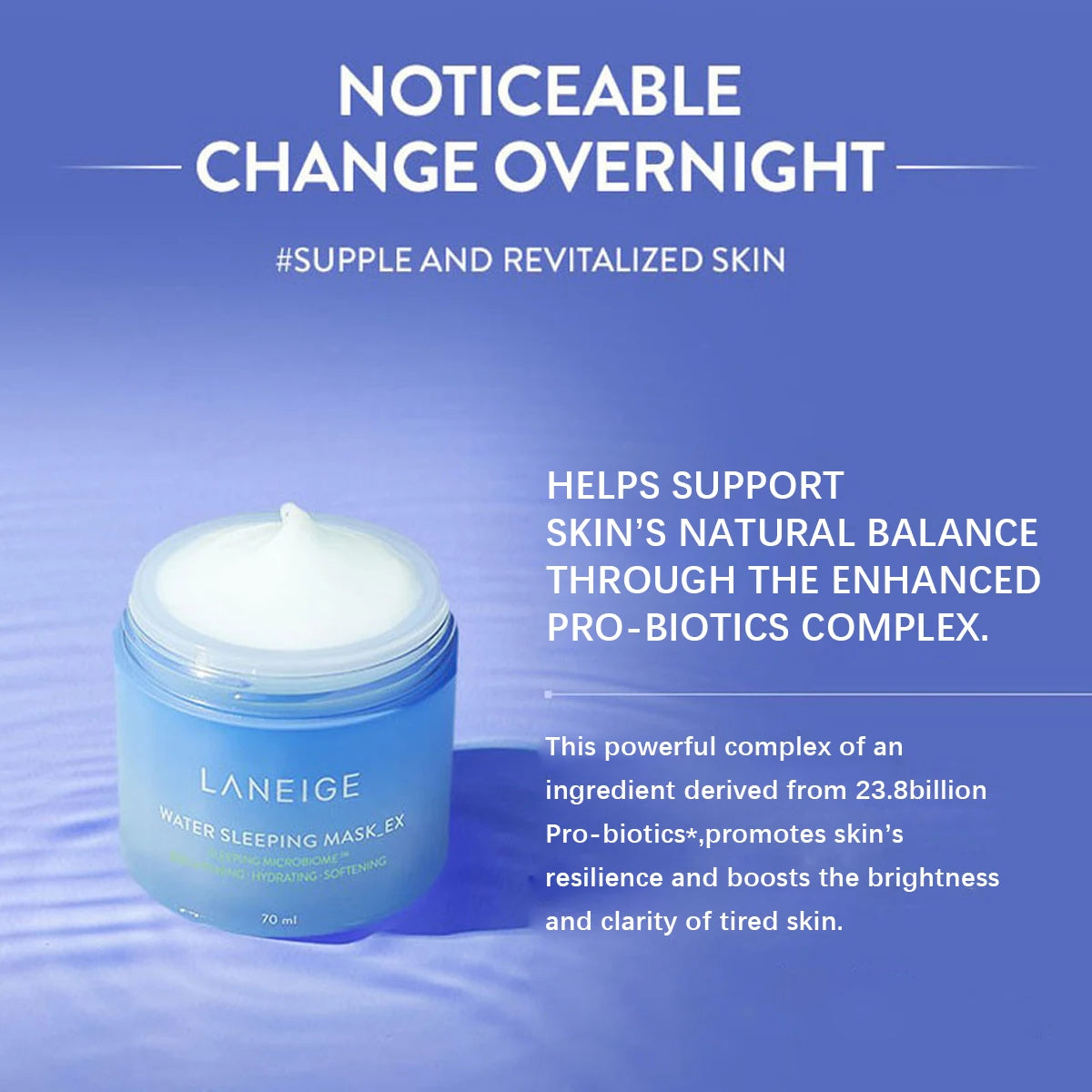 LANEIGE Water Sleeping Mask 70ml,Overnight Hydration,Deep Moisturizing,Luxury Makeup,Korean Skincare,K-Beauty,Korean Makeup