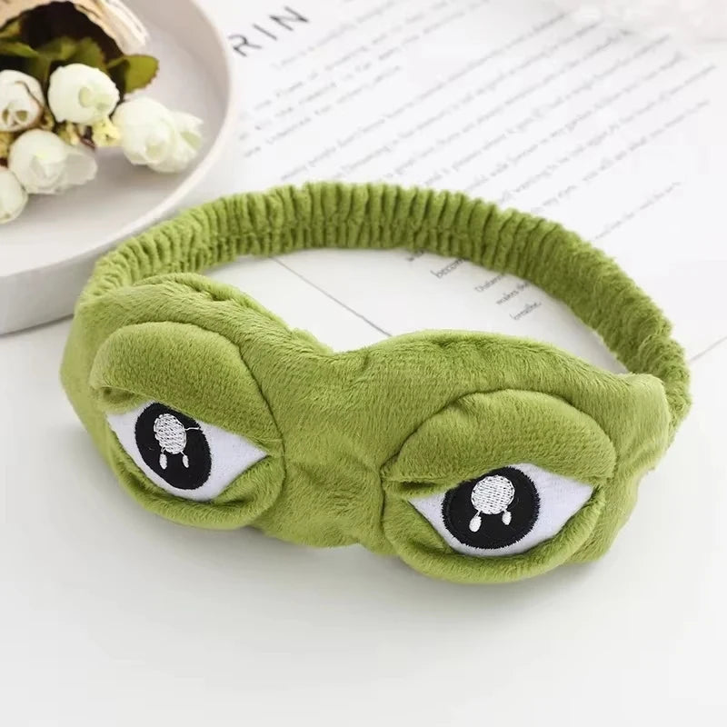 Frog shaped eye mask Party game funny eye mask Cartoon Plush Trendy Hair Accessories Soft Portable Blindfold Travel Eyepatch