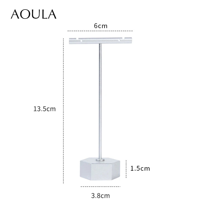 Luxury Dangle Earrings Display Metal Rack T Bar Stand Ring Jewelry Hanger Organizer Ear Studs Storage Holder Shelf Store Selling