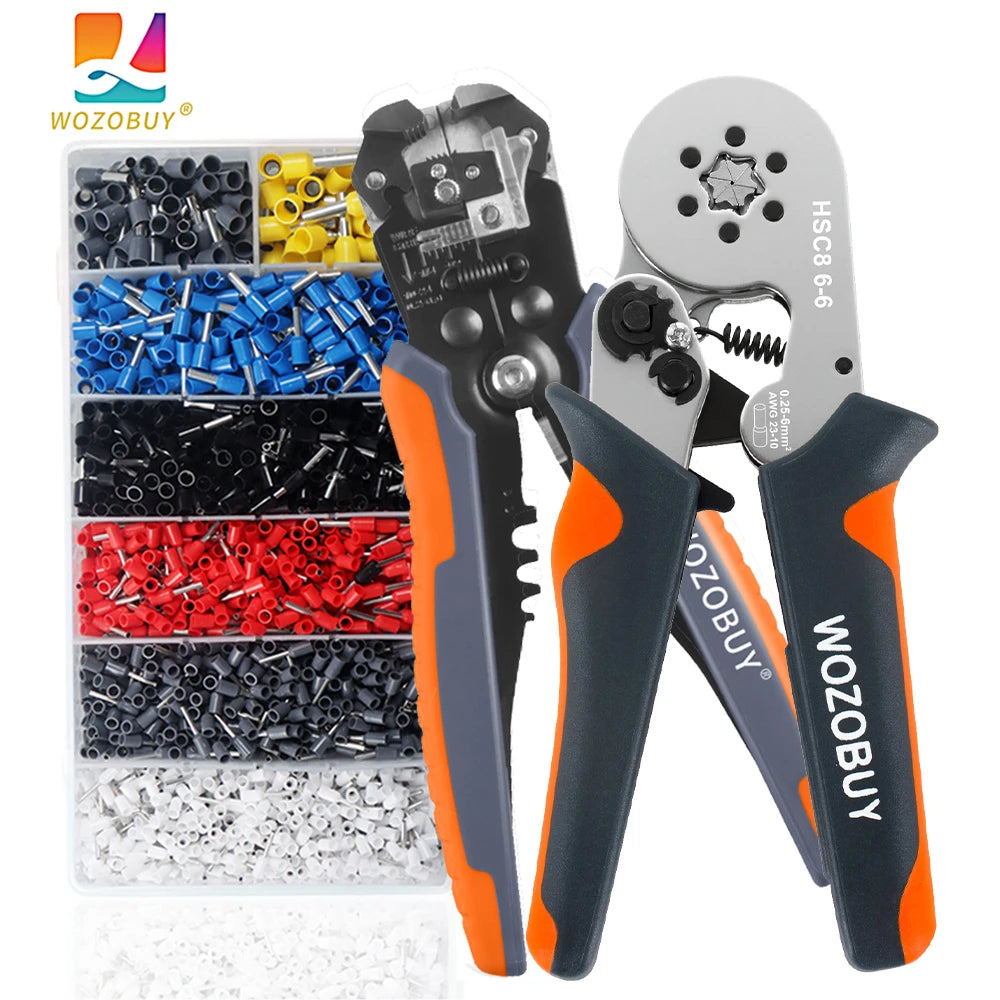 HSC8 6-4A/6-6A Crimping Pliers Kit,Stripping Cutting Plier with Tube Terminal Suit WOZOBUY Brand Electric Tools Set