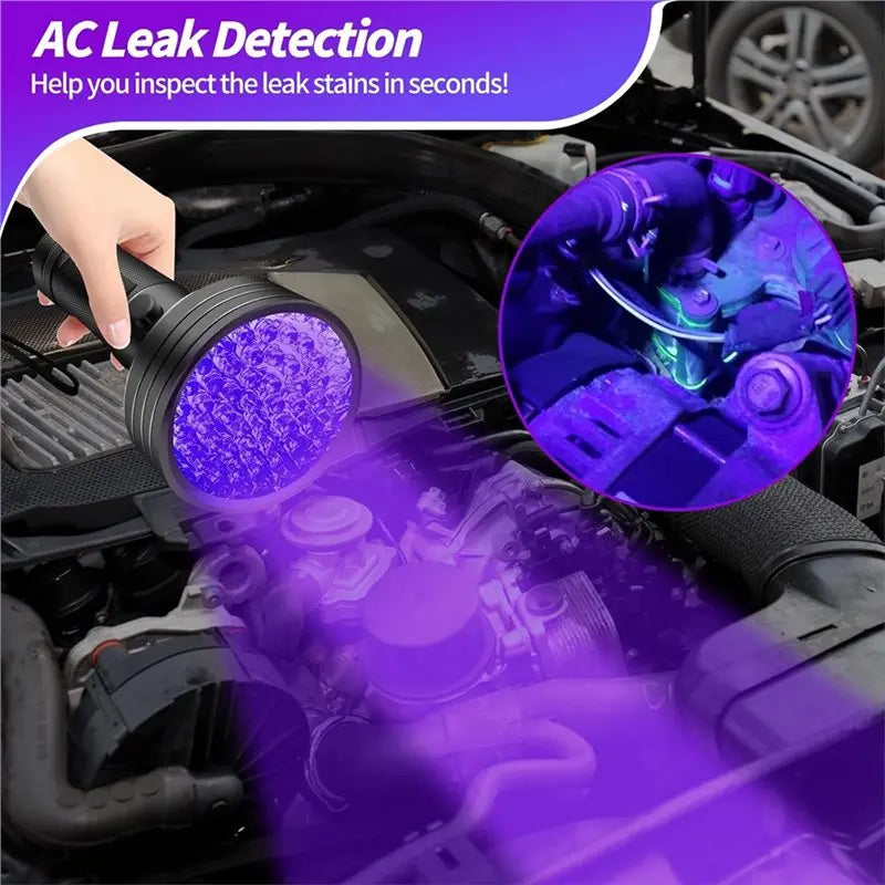 【ORNAMENT】Air Conditioner Leak Detector Kit 68 LED UV Dye Car Tool With Protective Glasses For Automotive AC Systems Detection
