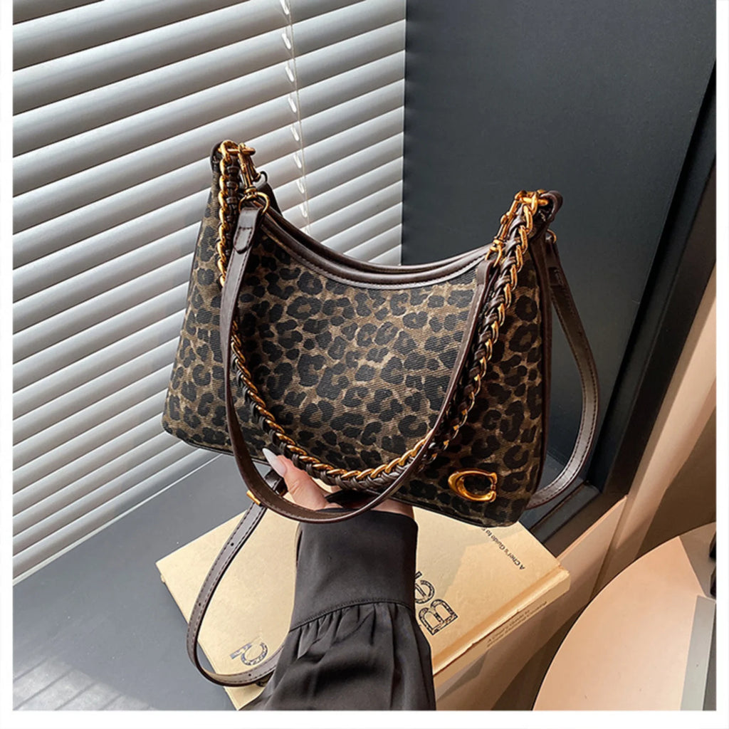 2026 leopard print chain bag - Women's Y2K new single shoulder crossbody bag - Unique design handbag for the fashion minority