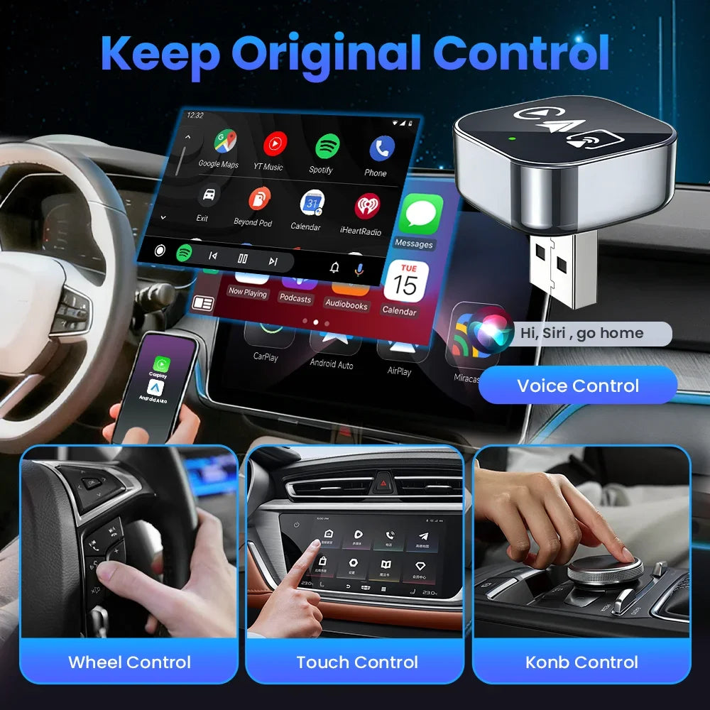 CarRocket 4in1 Wireless CarPlay Adapter for Apple Mirror Link Android Auto  Car Intelligent Systems For Car With Wired CarPlay