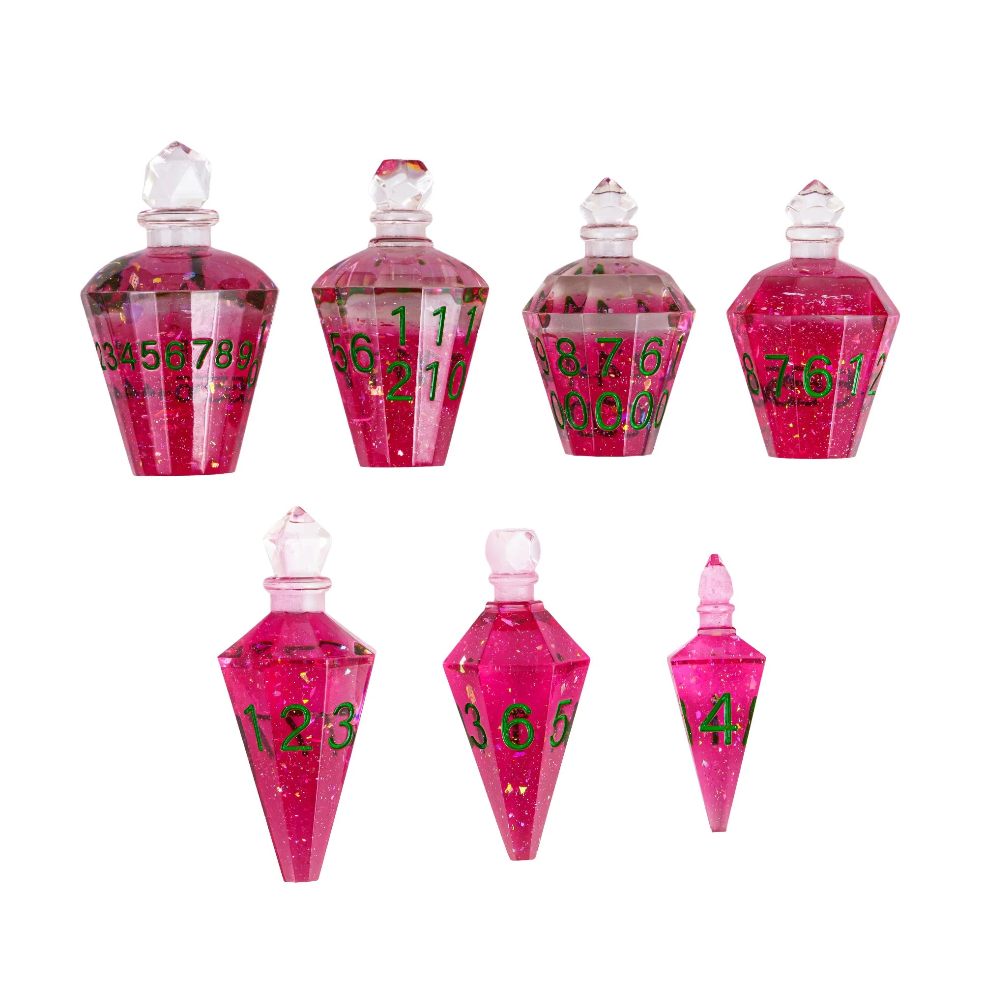 7 Potion Bottles Sharp Edges Dice DND New Style Polyhedral Dice Set Handcrafted D4-D20 for Role Playing Game Board Games TRPG