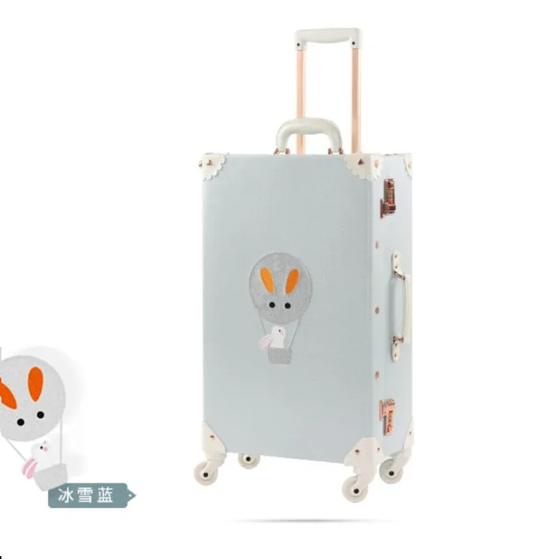 20 "22" 24 "26  Retro Travel Suitcase PU Leather Luggage Set With Wheels Rolling Trolley Case Pink Big Capacity Portable Valise