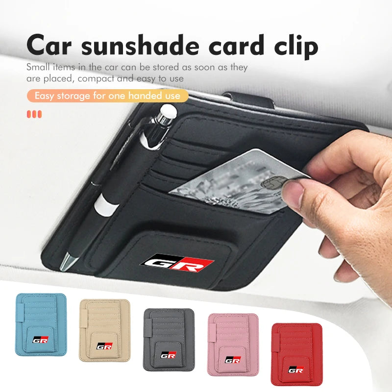 Car Sun Visor Storage Bag Hanging Organizer Holder Accessories For Toyota GR Sport Gazoo Racing Yaris 86 Corolla Hilux Supra