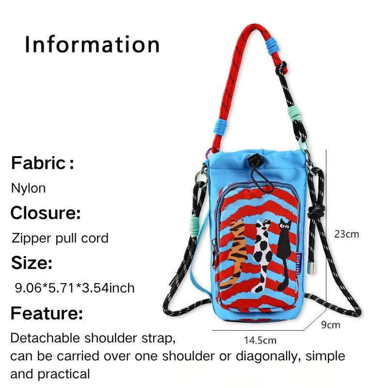 2026 New Illustrator-Designed Dopamine Lightweight Water Bottle Bag Crossbody Bag Outdoor Phone Casual Bag
