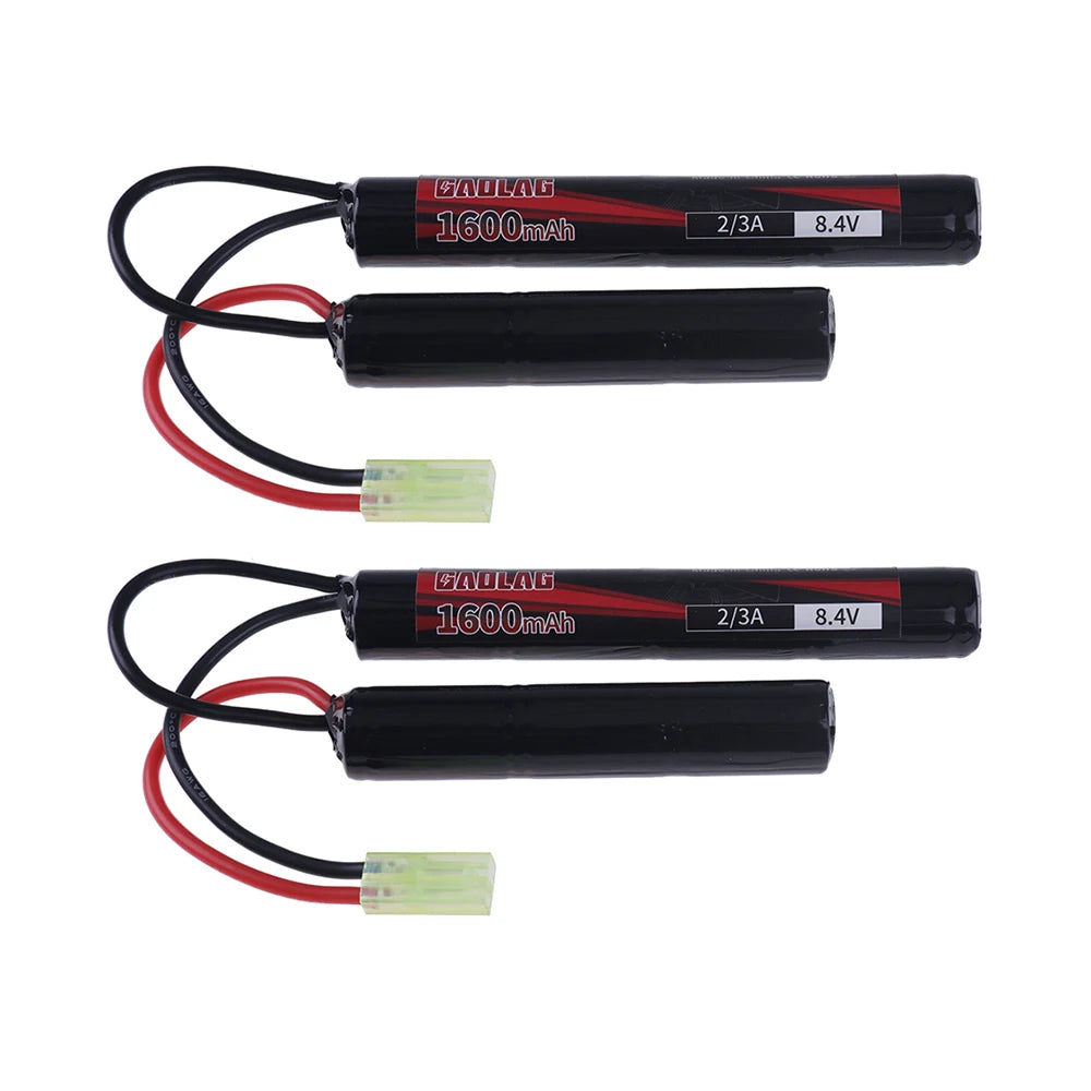 8.4V Airsoft Battery 2/3A 1600mAh 8.4V NIMH Butterfly Battery for H VFC HK416 CQB Rifle Guns AK AEG'S with Mini Tamiya Connector