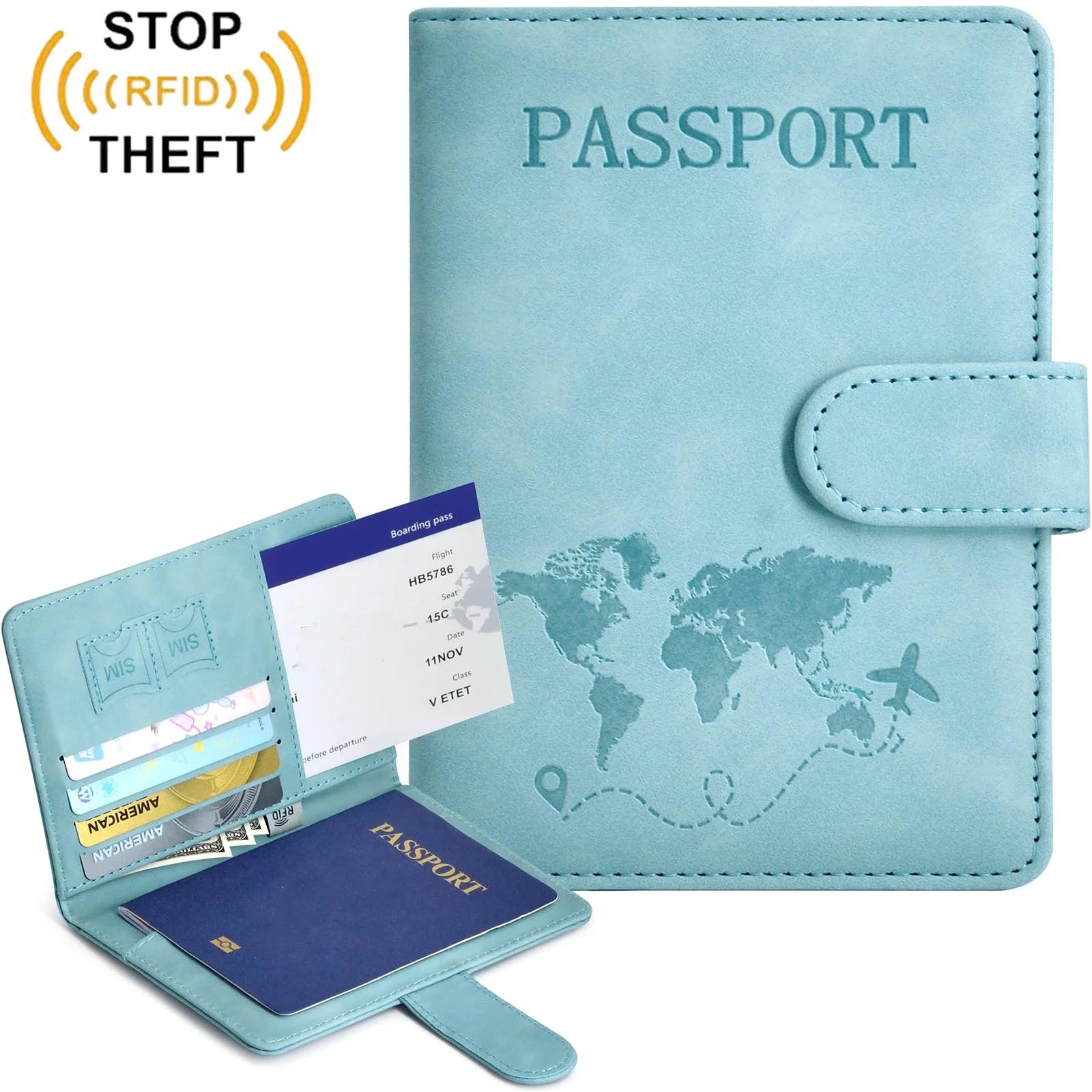 Passport Holder, Passport Cover with Credit Card Slot Passport Wallet Case Book Travel Must Have