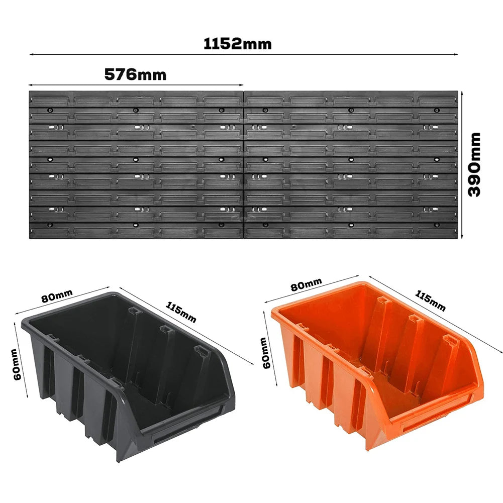 Tool Organizer Wall Mount Heavy Duty Tool Shelf 28 Stacking Boxes Multi-Function Storage Rack Tool Holder for Workshop Pegboard