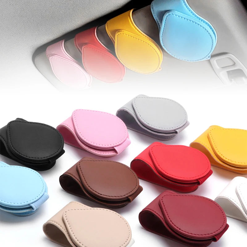 Leather Sunglasses Clip Sun Visor Car Interior Card Ticket Fastener Portable Sunglasses Holder Clips Auto Interior Accessories