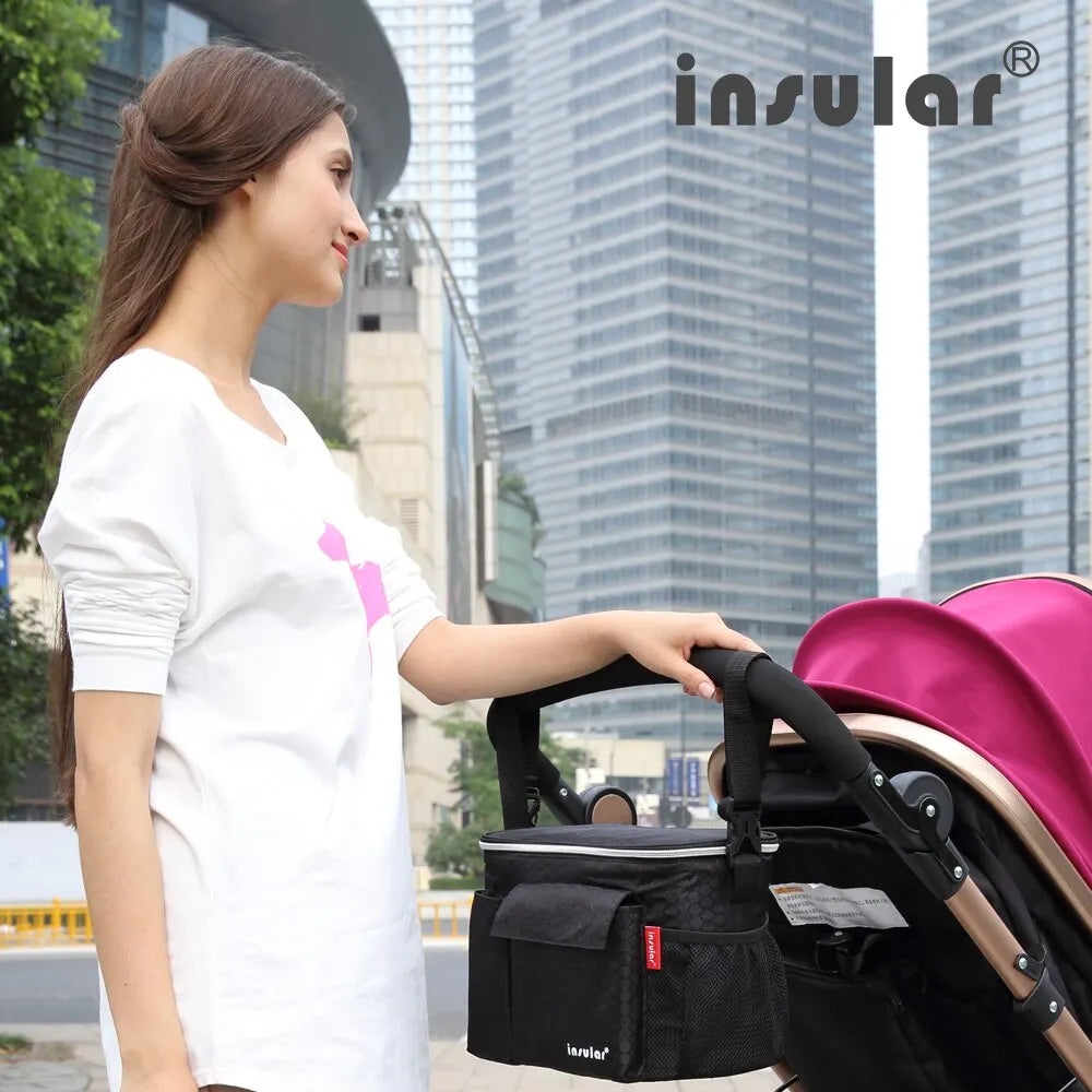 Fashion Cart Hanging Stroller Bag Thermal Insulation Mommy Bags Baby Diaper Bags Waterproof Changing Bag