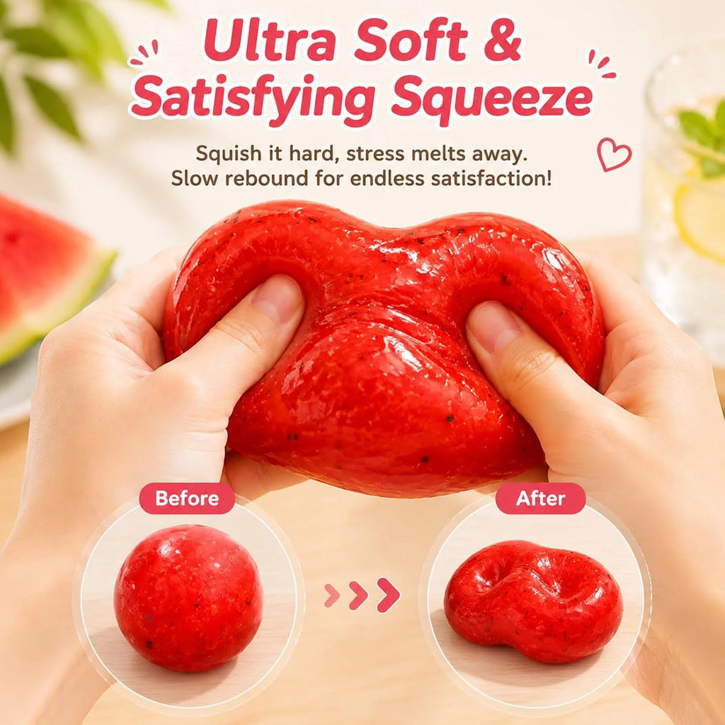 Handmade Watermelon Slushy Squishy Toy Soft Slow Rebound Stress Relief Squeeze Toy Realistic Fruit Simulation Model for Adults