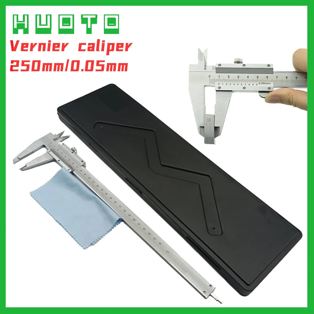 Vernier Caliper 0-250mm 0.05mm Industrial Level Steel Gauge Micrometer Measuring Tools with Box