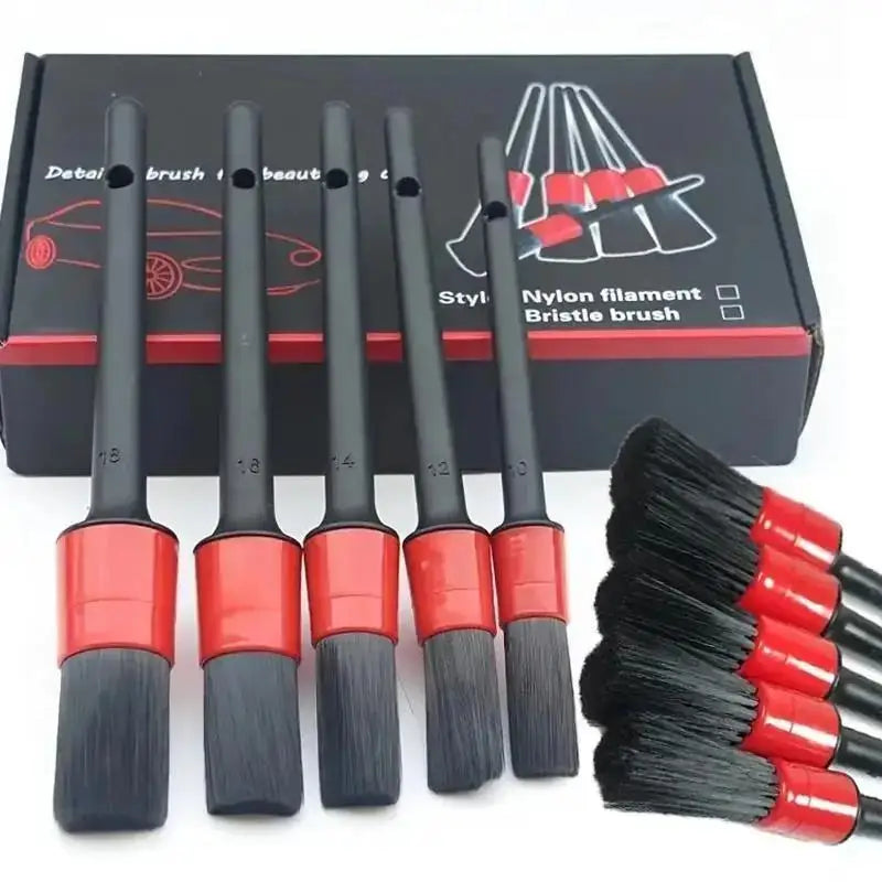 Premium Nylon Car Detailing Brush Kit - Multi-Surface Auto Cleaning Tools for Dashboard, Vents, Wheels
