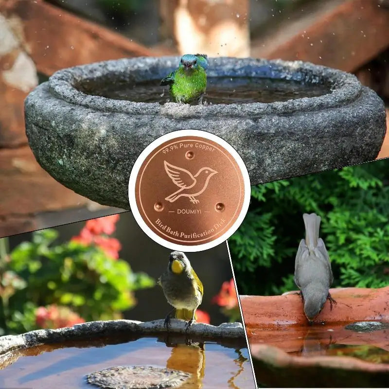 New【Bird Bath Copper Disk Copper Cleaning Disk Feeder Accessory Triple-Point Support Purifier Plate Patio Fountain Garden Bowl】