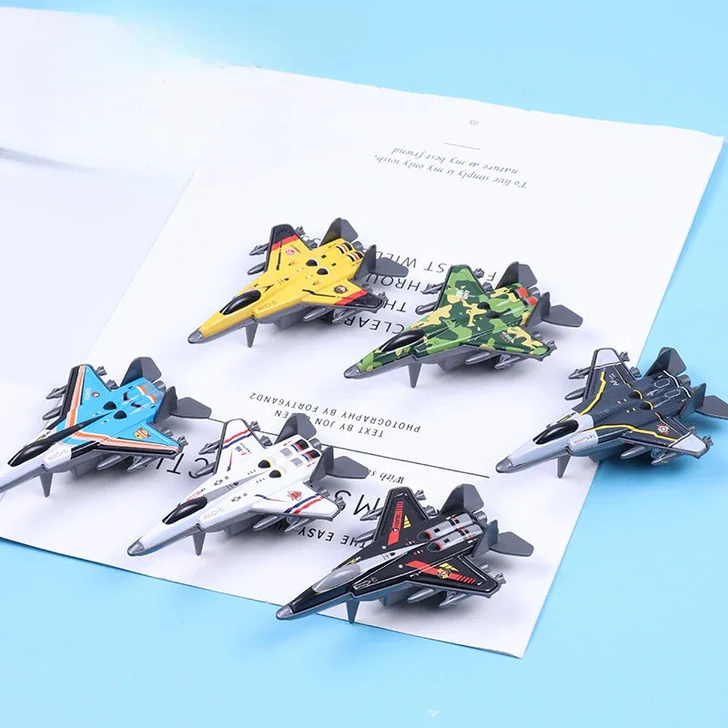 8pcs/set Mini Alloy Metal Airplane Model Plane Diecast Fighter Skipper Aircraft Toy for Boy Pull Back Vehicles Christmas Gifts