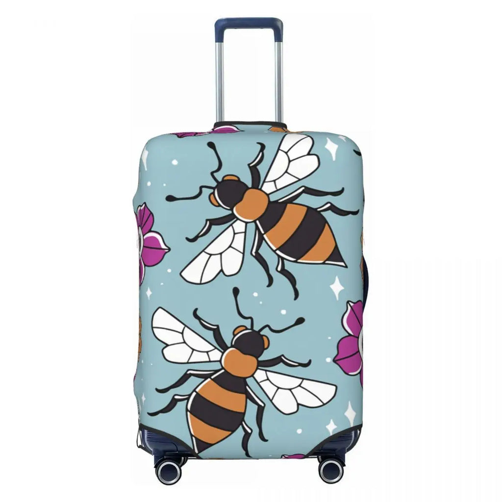 Honeycomb With Bees Suitcase Cover Elastic Cute Honey Bumblebee Luggage Protective Covers for 18-32 inch