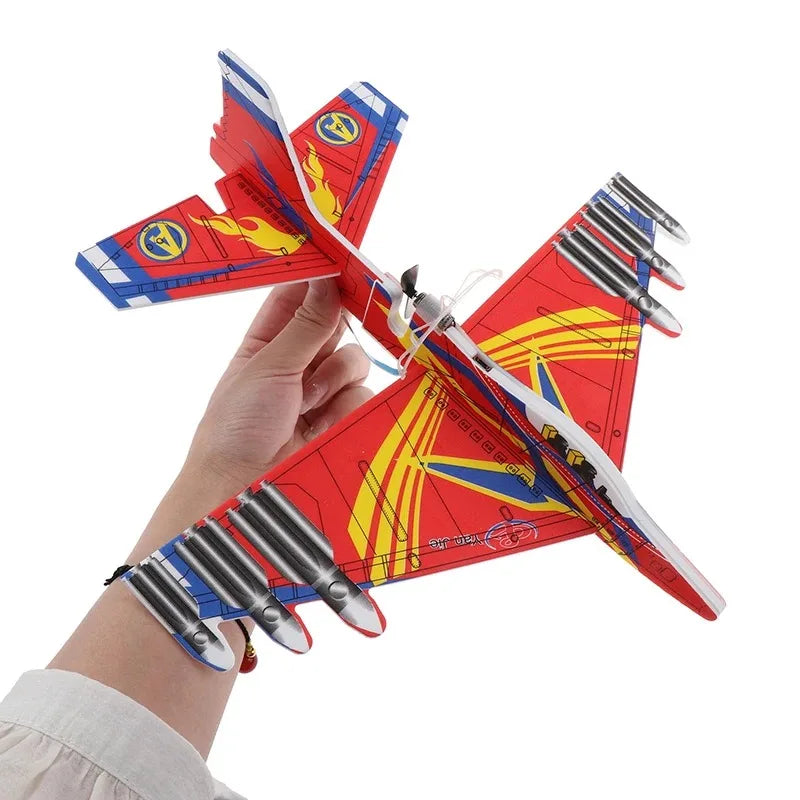Outdoor Electric Foam Glider Hand Airplanes Capacitor with LED Light Aircraft Plane Model Kids Toys for Children Boys Gifts ﻿ ﻿