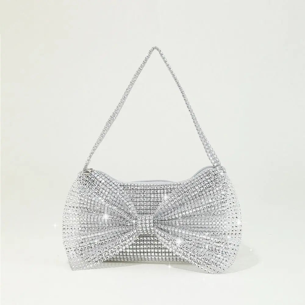 Circular Evening Bag Fashion Bow knot Decorate Banquet Clutch Rhinestone Sparkling Clutches Bag Women Female