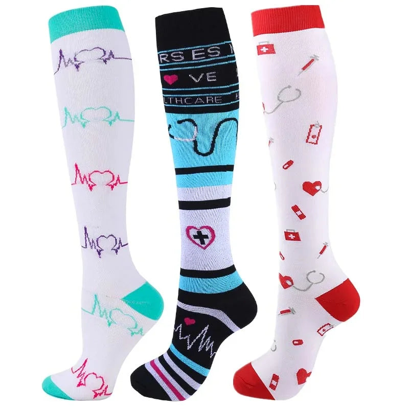 Unisex Compression Socks for Men and Women Medical Diabetes Varicose Veins Sports Socks for Running Cycling Travel Flight Yoga