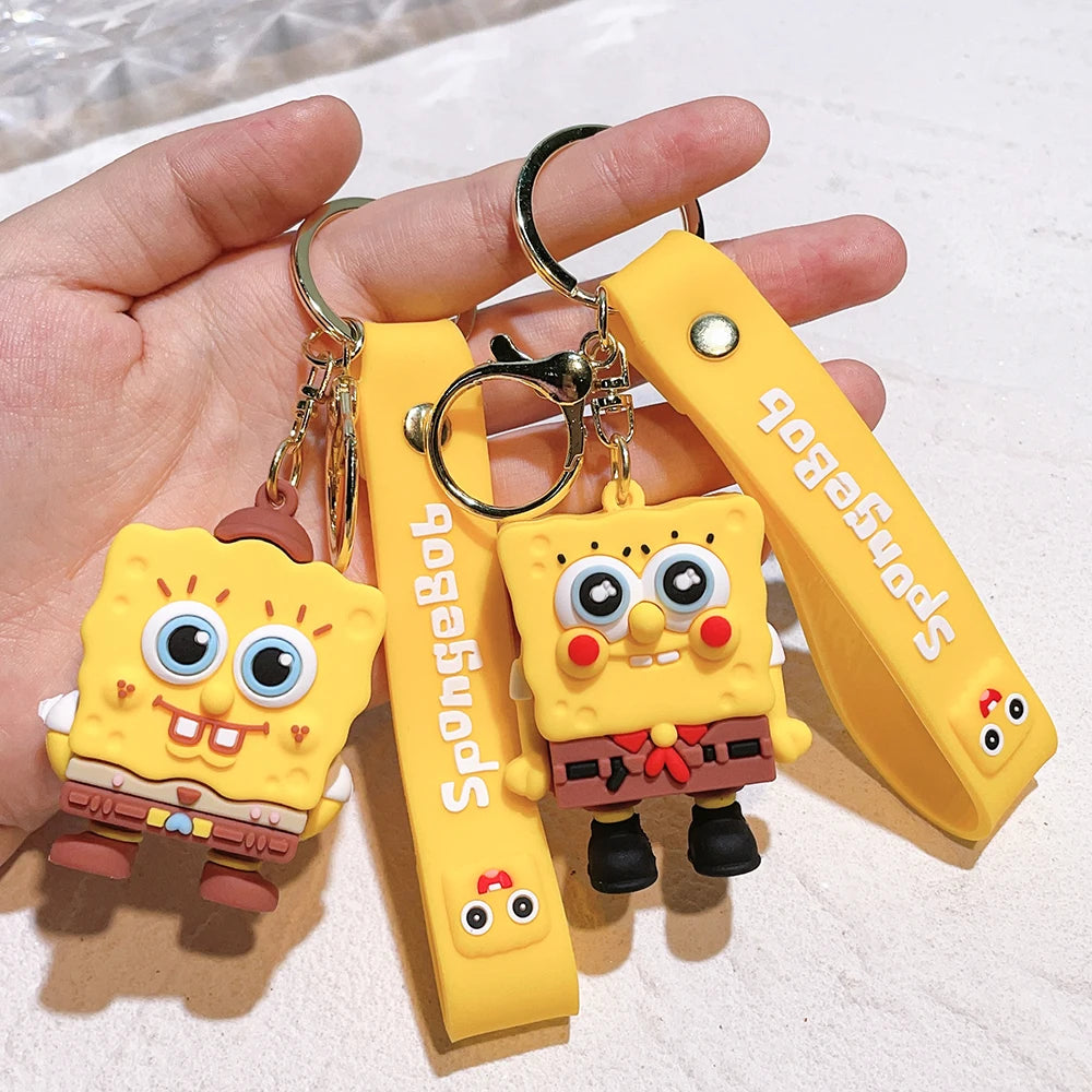 Kawaii Anime Spongebob Squarepants Patrick Star PVC Keychain Backpack Decoration Birthday Gift For Children