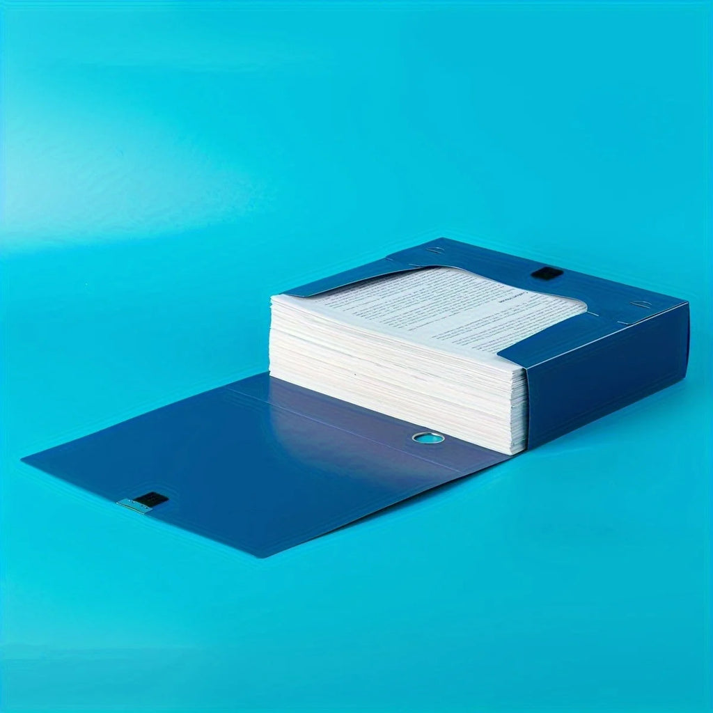 1 Pack Portable Durable A4 Plastic File Box – Dark Blue 1.38inch/2.17inch Document Organizer for Office, School, Home – Stores