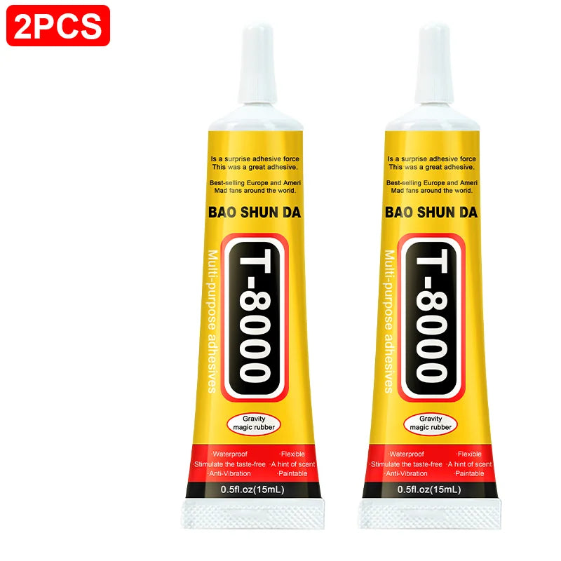 JXVX T8000 transparent touch adhesive is the tip application of DIY jewelry plastic glass for mobile phone electronic components.