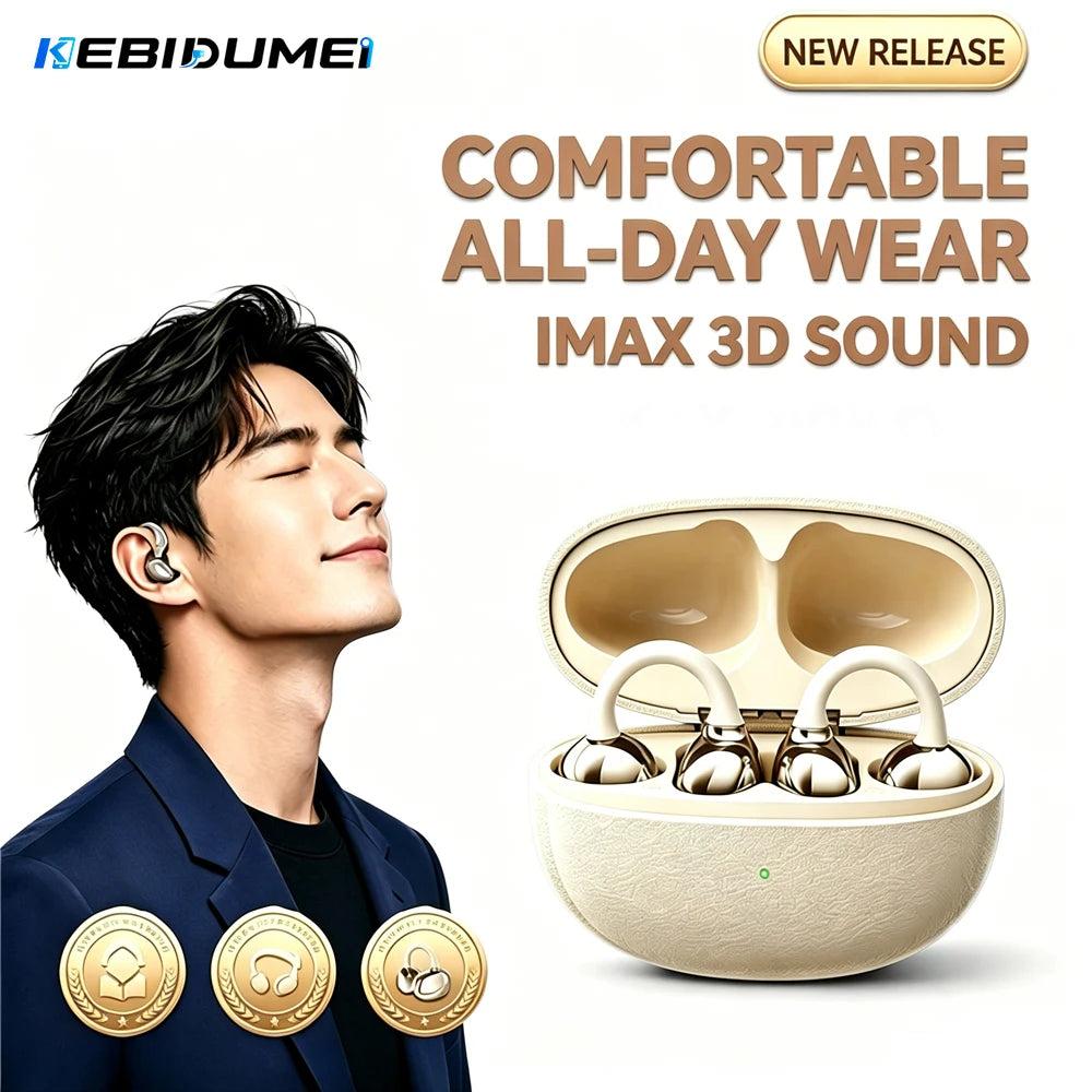 KEBIDUMEI Wireless Earphone Clip on Earbuds Open Ear Wireless Bluetooth 6.0 Headphone 30H Playtime For Fitness Waterproof IPX4