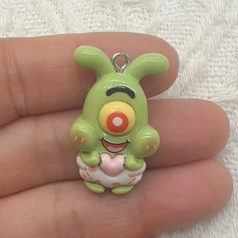10pcs cartoon resin pendant, DIY jewelry making earrings, keychain accessories