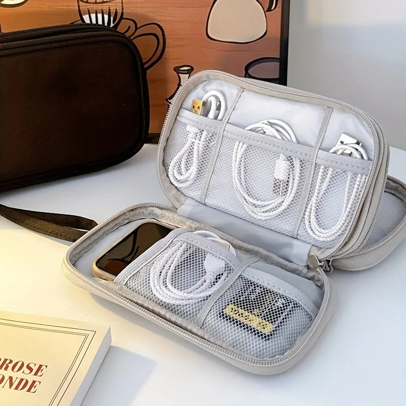 Travel Organizer Bag, Multi-Pocket Storage Pouch, Suitable for Toiletries, Cosmetic Accessories, and Electronic Cables
