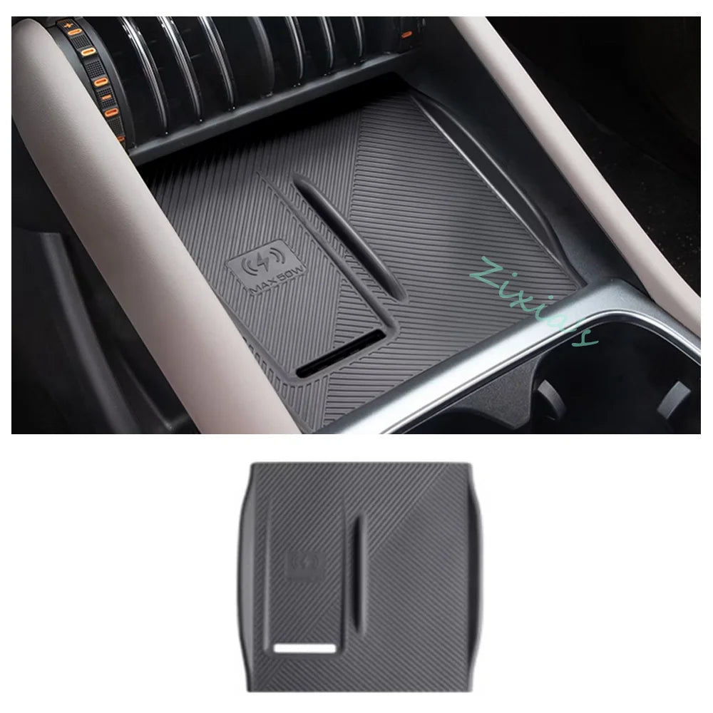 For BYD Atto 3 Evo Yuan Plus 2026 2027 Car Silicone Wireless Charging Pad Cup Cover Storage box Protective Interior Accessories